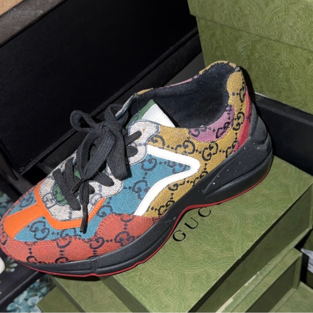 Gucci Multicolor GG Canvas Rhyton-Style Sneakers
